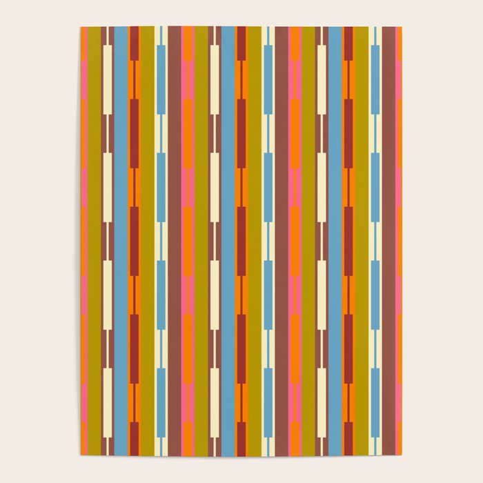 Retro Geo Chain Vertical Block Stripes Geometric Pattern Poster Gallery Image 4