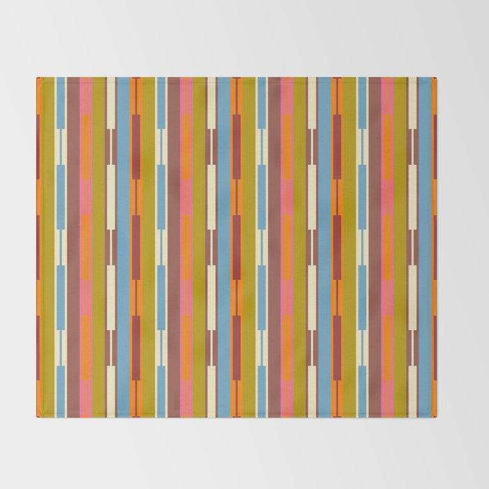 Retro Geo Chain Vertical Block Stripes Geometric Pattern Throw Blanket Gallery Image 2