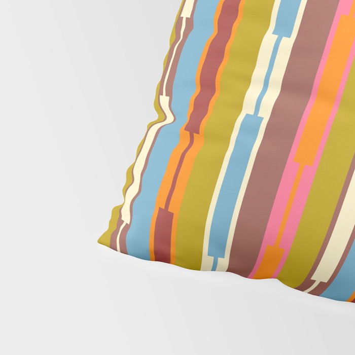 Retro Geo Chain Vertical Block Stripes Geometric Pattern Pillow Sham Gallery Image 4