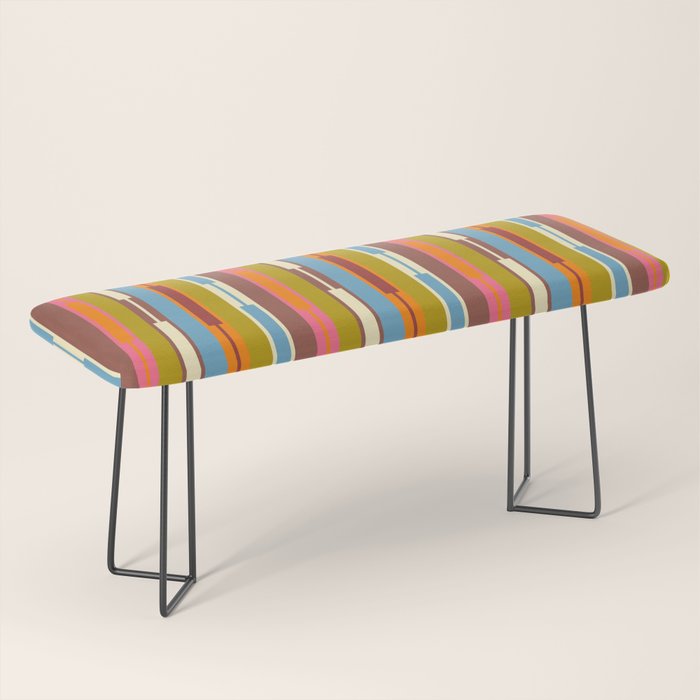 Retro Geo Chain Vertical Block Stripes Geometric Pattern Bench Gallery Image 1