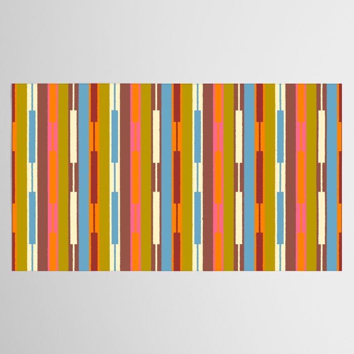 Retro Geo Chain Vertical Block Stripes Geometric Pattern Tablecloth Gallery Image 2