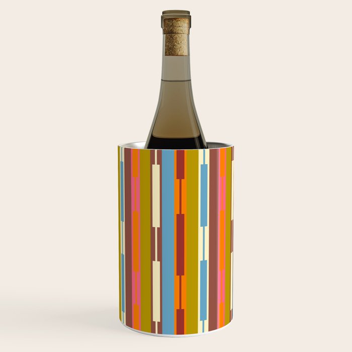 Retro Geo Chain Vertical Block Stripes Geometric Pattern Wine Chiller Gallery Image 2