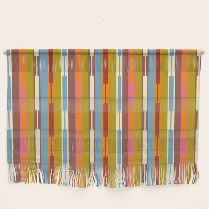 Retro Geo Chain Vertical Block Stripes Geometric Pattern Wall Hanging Gallery Image 1