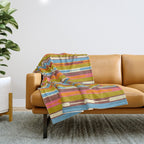 Retro Geo Chain Vertical Block Stripes Geometric Pattern Throw Blanket Gallery Image 1
