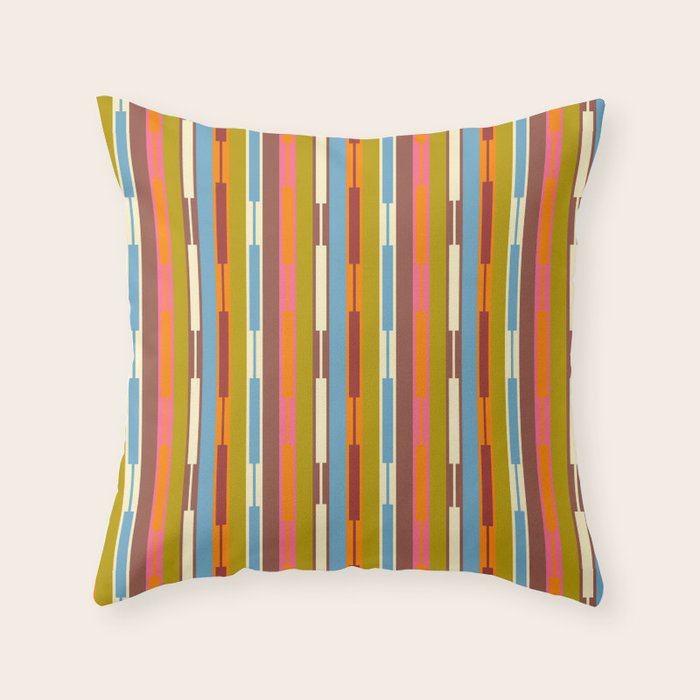 Retro Geo Chain Vertical Block Stripes Geometric Pattern Throw Pillow Gallery Image 6