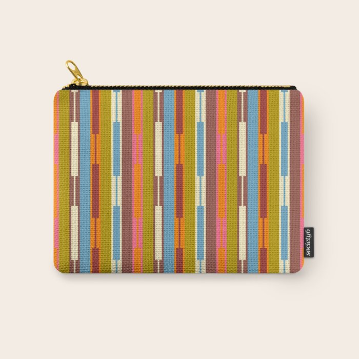 Retro Geo Chain Vertical Block Stripes Geometric Pattern Carry All Pouch Gallery Image 1