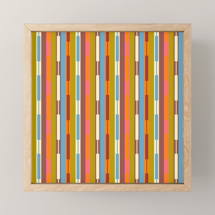 Retro Geo Chain Vertical Block Stripes Geometric Pattern Mini Art Print Gallery Image 1
