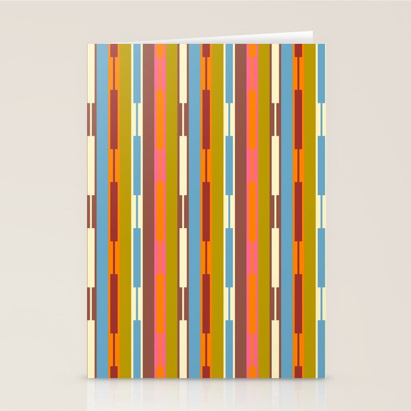 Retro Geo Chain Vertical Block Stripes Geometric Pattern Stationery Card Gallery Image 1