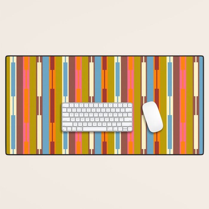 Retro Geo Chain Vertical Block Stripes Geometric Pattern Desk Mat Gallery Image 1