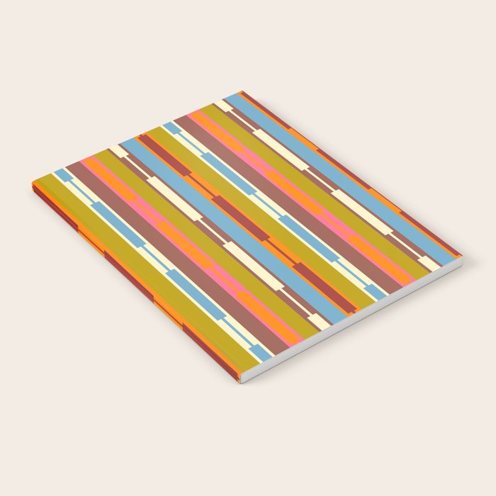Retro Geo Chain Vertical Block Stripes Geometric Pattern Notebook Gallery Image 1