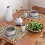 Retro Geo Chain Vertical Block Stripes Geometric Pattern Placemat Gallery Image 2