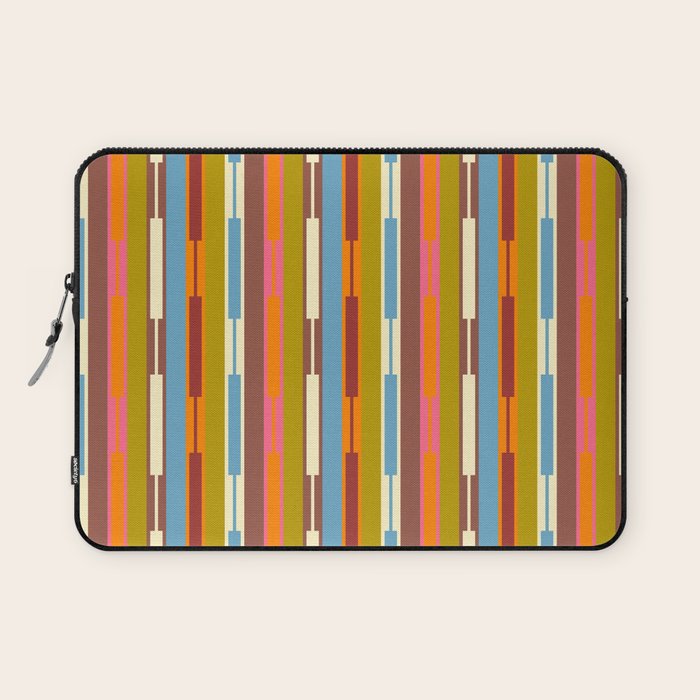 Retro Geo Chain Vertical Block Stripes Geometric Pattern Laptop Sleeve Gallery Image 1