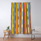 Retro Geo Chain Vertical Block Stripes Geometric Pattern Window Curtain Gallery Image 5