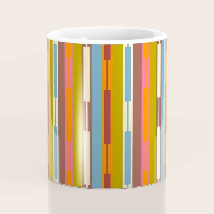 Retro Geo Chain Vertical Block Stripes Geometric Pattern Coffee Mug Gallery Image 4
