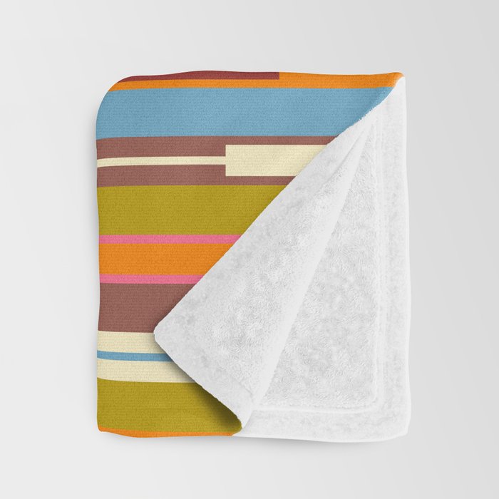 Retro Geo Chain Vertical Block Stripes Geometric Pattern Throw Blanket Gallery Image 3