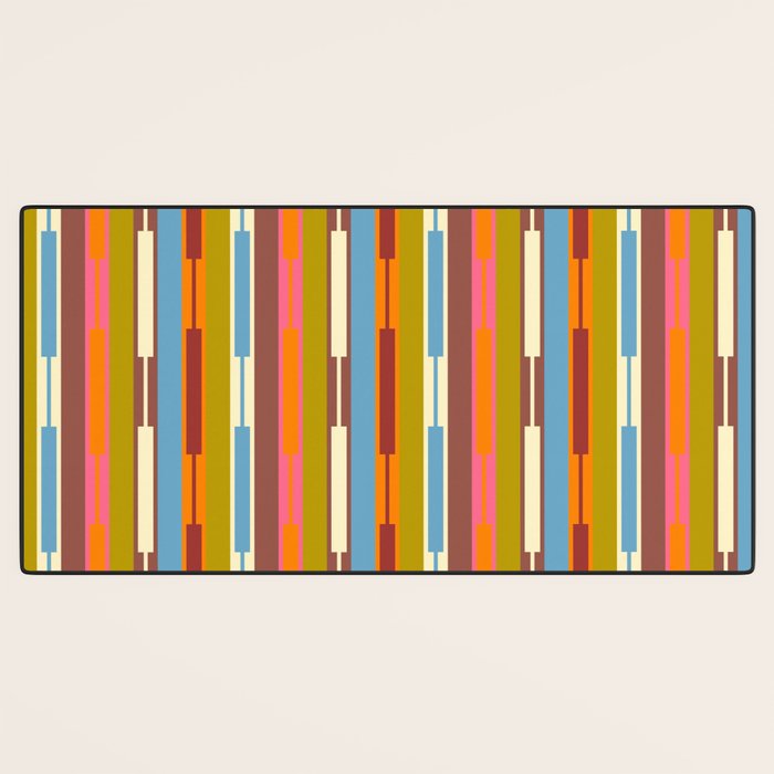 Retro Geo Chain Vertical Block Stripes Geometric Pattern Desk Mat Gallery Image 3