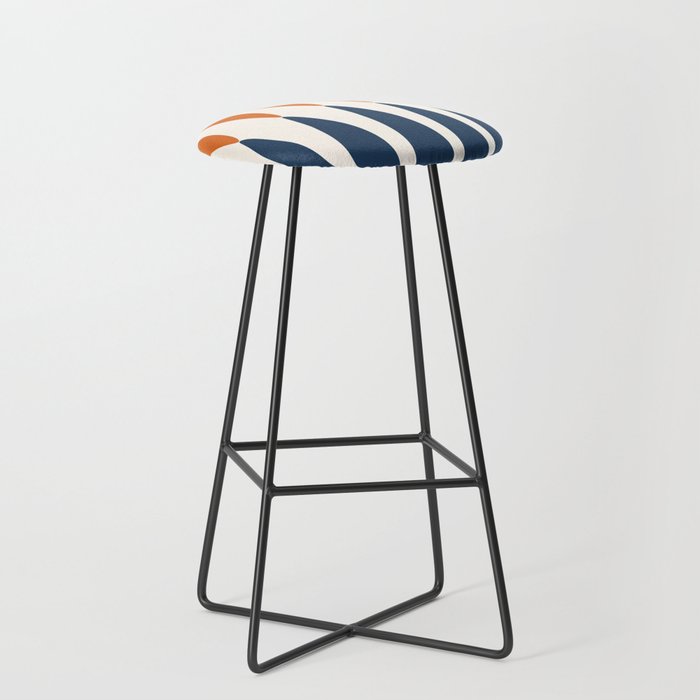 Abstract Shapes 106 Pattern in vintage Orange and Navy Blue  Stool Gallery Image 1