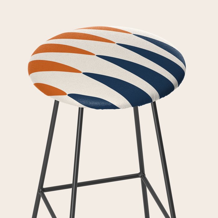 Abstract Shapes 106 Pattern in vintage Orange and Navy Blue  Stool Gallery Image 2