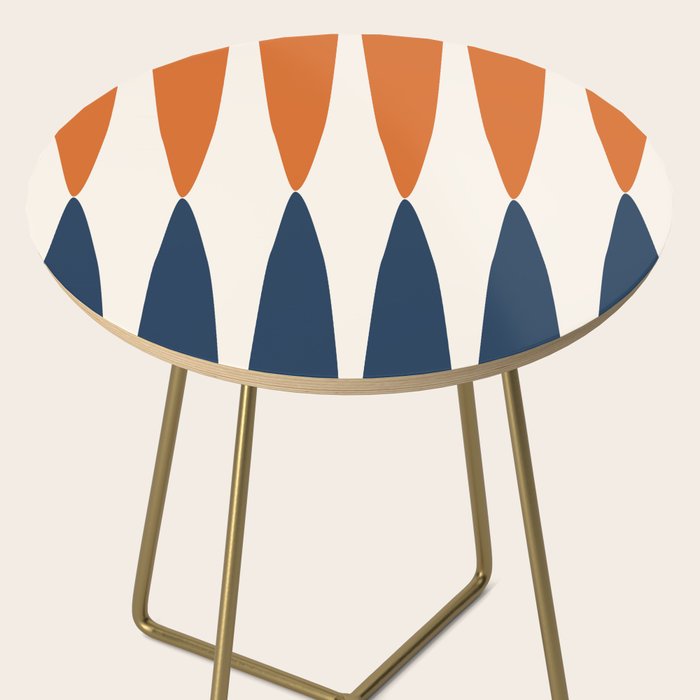 Abstract Shapes 106 Pattern in vintage Orange and Navy Blue  Side Table Gallery Image 2