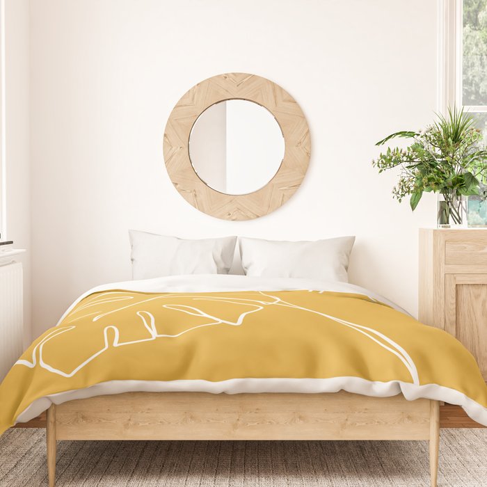 Monstera minimal - yellow Duvet Cover Gallery Image 3