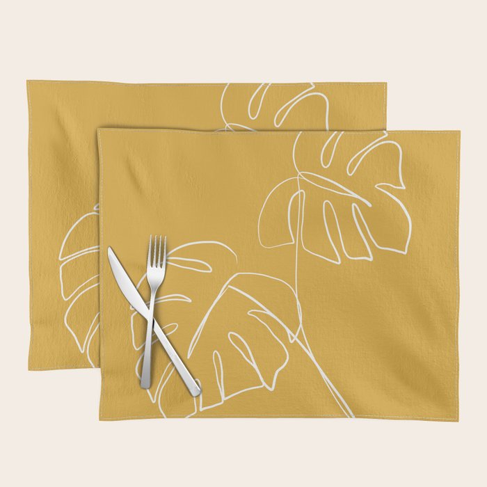 Monstera minimal - yellow Placemat Gallery Image 1