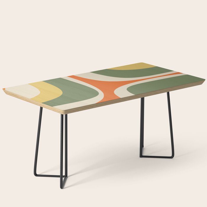 Retro Groove Mid Century Modern Abstract Pattern in Mossy Sage Olive Green Orange Mustard Coffee Table Gallery Image 1