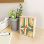 Retro Groove Mid Century Modern Abstract Pattern in Mossy Sage Olive Green Orange Mustard Mini Art Print Gallery Image 2