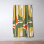 Retro Groove Mid Century Modern Abstract Pattern in Mossy Sage Olive Green Orange Mustard Window Curtain Gallery Image 3