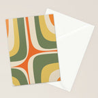 Retro Groove Mid Century Modern Abstract Pattern in Mossy Sage Olive Green Orange Mustard Stationery Card Gallery Image 2