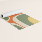 Retro Groove Mid Century Modern Abstract Pattern in Mossy Sage Olive Green Orange Mustard Yoga Mat Gallery Image 2