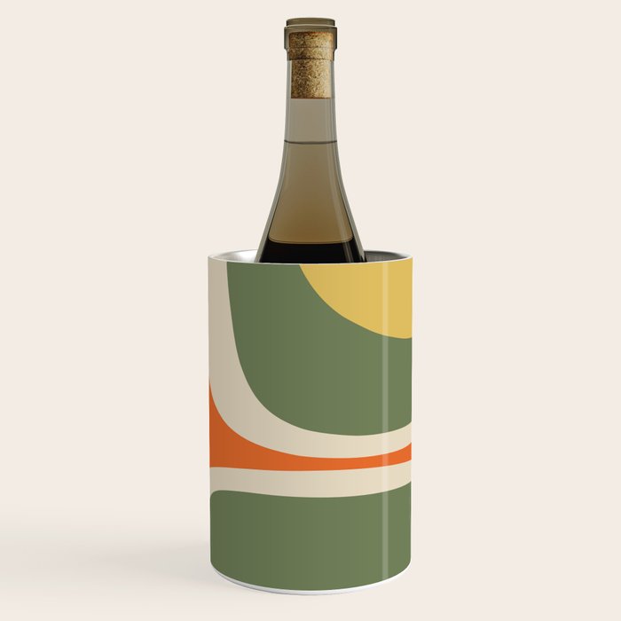 Retro Groove Mid Century Modern Abstract Pattern in Mossy Sage Olive Green Orange Mustard Wine Chiller Gallery Image 3