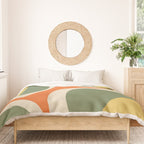 Retro Groove Mid Century Modern Abstract Pattern in Mossy Sage Olive Green Orange Mustard Duvet Cover Gallery Image 3