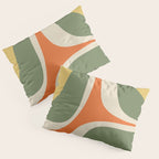 Retro Groove Mid Century Modern Abstract Pattern in Mossy Sage Olive Green Orange Mustard Pillow Sham Gallery Image 3