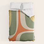 Retro Groove Mid Century Modern Abstract Pattern in Mossy Sage Olive Green Orange Mustard Duvet Cover Gallery Image 6
