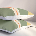 Retro Groove Mid Century Modern Abstract Pattern in Mossy Sage Olive Green Orange Mustard Pillow Sham Gallery Image 3