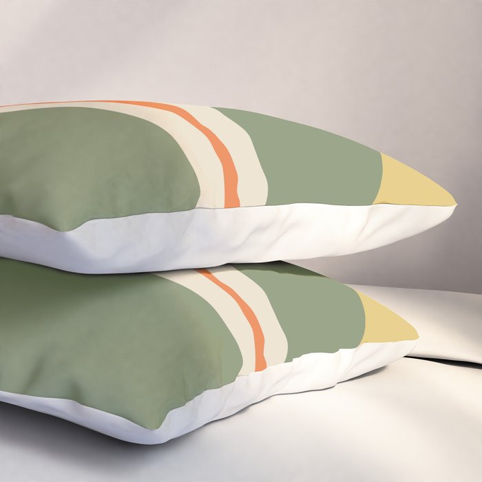 Retro Groove Mid Century Modern Abstract Pattern in Mossy Sage Olive Green Orange Mustard Pillow Sham Gallery Image 3