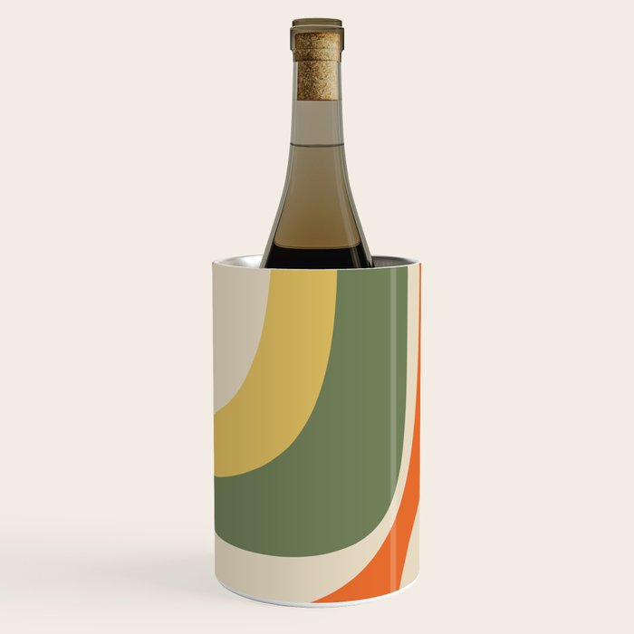 Retro Groove Mid Century Modern Abstract Pattern in Mossy Sage Olive Green Orange Mustard Wine Chiller Gallery Image 2