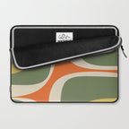 Retro Groove Mid Century Modern Abstract Pattern in Mossy Sage Olive Green Orange Mustard Laptop Sleeve Gallery Image 2