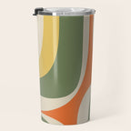 Retro Groove Mid Century Modern Abstract Pattern in Mossy Sage Olive Green Orange Mustard Travel Mug Gallery Image 3