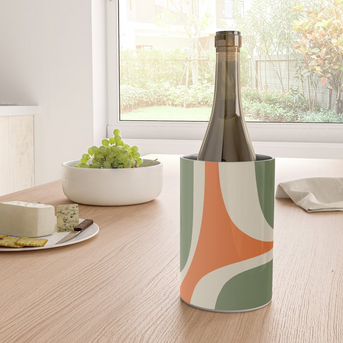 Retro Groove Mid Century Modern Abstract Pattern in Mossy Sage Olive Green Orange Mustard Wine Chiller Gallery Image 4