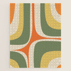 Retro Groove Mid Century Modern Abstract Pattern in Mossy Sage Olive Green Orange Mustard Jigsaw Puzzle Gallery Image 1