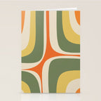 Retro Groove Mid Century Modern Abstract Pattern in Mossy Sage Olive Green Orange Mustard Stationery Card Gallery Image 2