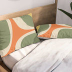 Retro Groove Mid Century Modern Abstract Pattern in Mossy Sage Olive Green Orange Mustard Pillow Sham Gallery Image 2