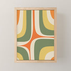 Retro Groove Mid Century Modern Abstract Pattern in Mossy Sage Olive Green Orange Mustard Mini Art Print Gallery Image 1