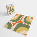Retro Groove Mid Century Modern Abstract Pattern in Mossy Sage Olive Green Orange Mustard Jigsaw Puzzle Gallery Image 2