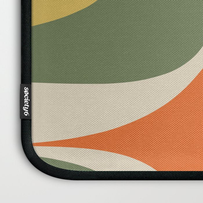 Retro Groove Mid Century Modern Abstract Pattern in Mossy Sage Olive Green Orange Mustard Laptop Sleeve Gallery Image 3