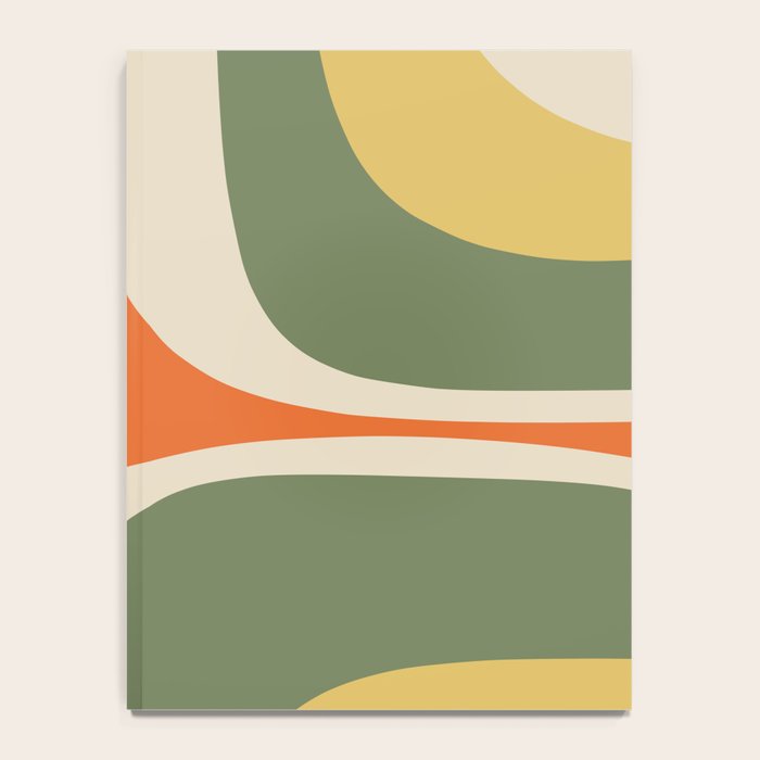 Retro Groove Mid Century Modern Abstract Pattern in Mossy Sage Olive Green Orange Mustard Notebook Gallery Image 4