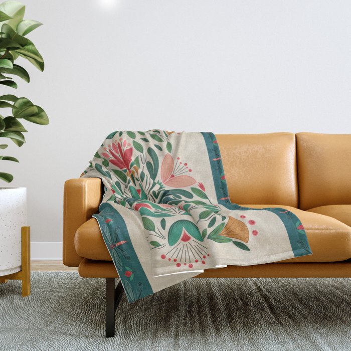 Dragonfly Folk Design Throw Blanket Gallery Image 1