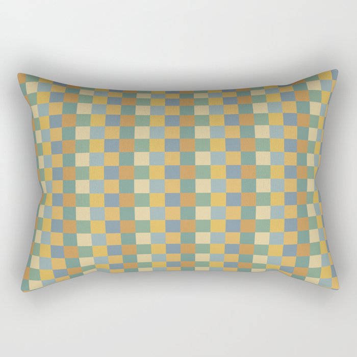 Checkered Multicolor Pattern XXVIII Vintage Summer Rectangular Pillow Gallery Image 2