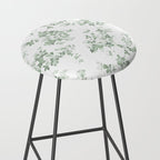 Elegant vintage green white roses shabby floral Stool Gallery Image 2